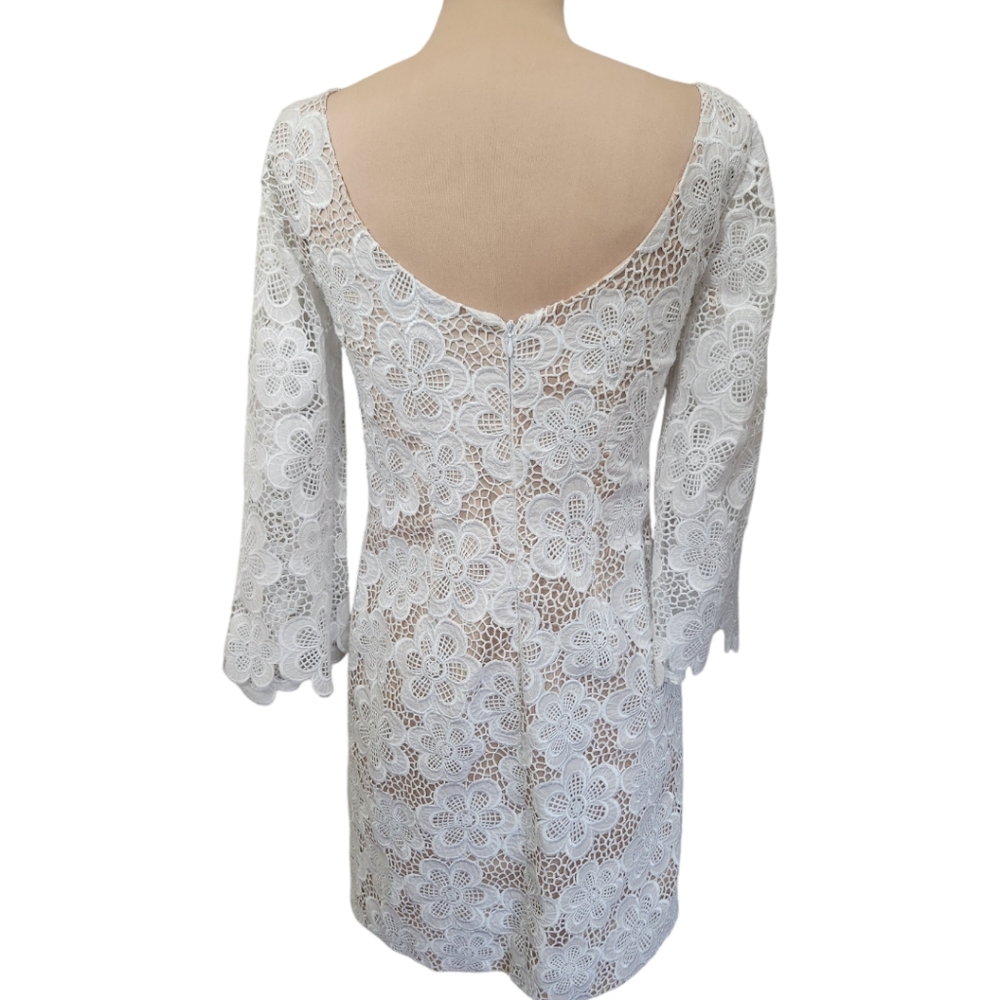 LUISA SPAGNOLI Guipure Floral Lace Mini Dress - Size 6 - 42 Italia - Picture 8 of 12